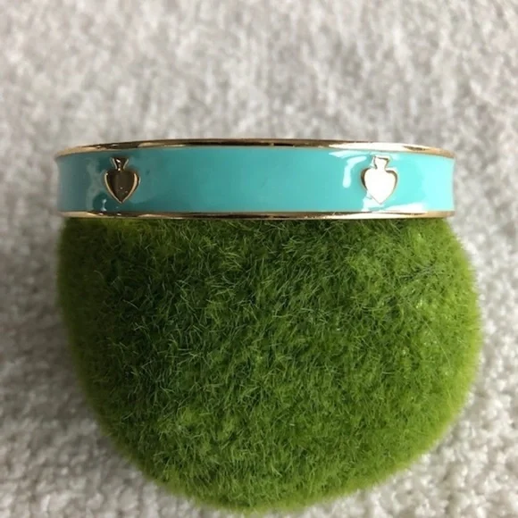 Kate Spade New York Turquoise Enamel Spade Bangle Bracelet Gold Tone - Picture 9 of 11